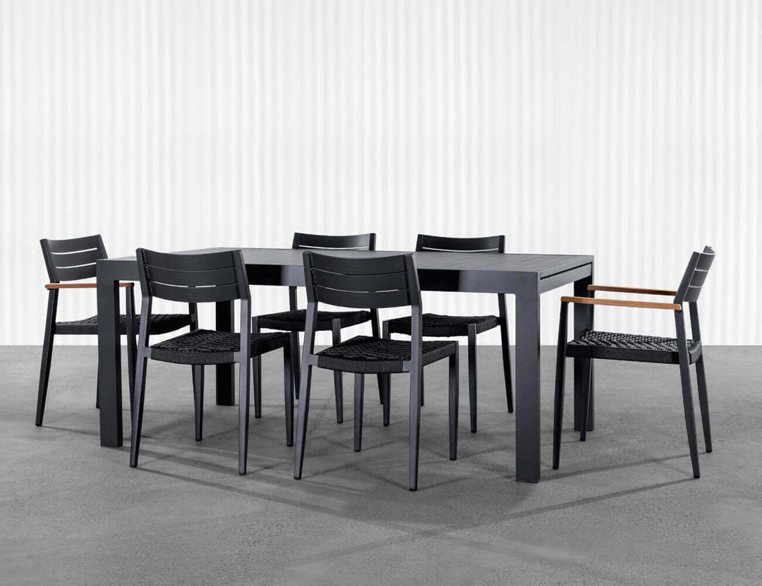 Albatross 2.0 Aluminium and Rope Outdoor Dining Chair Color: Dark Grey