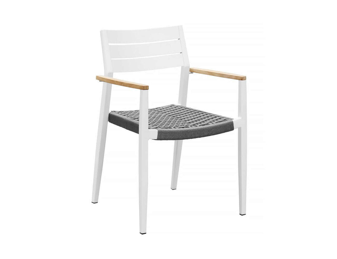 Albatross 2.0 Aluminium and Rope Outdoor Dining Chair Color: White