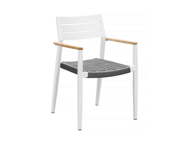 Albatross 2.0 Aluminium and Rope Outdoor Dining Chair Color: White