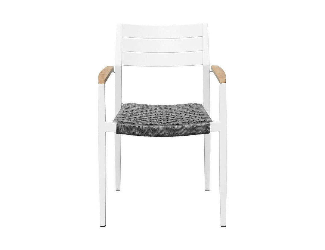 Albatross 2.0 Aluminium and Rope Outdoor Dining Chair Color: White