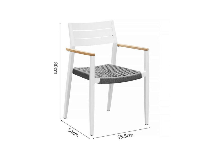 Albatross 2.0 Aluminium and Rope Outdoor Dining Chair Color: White