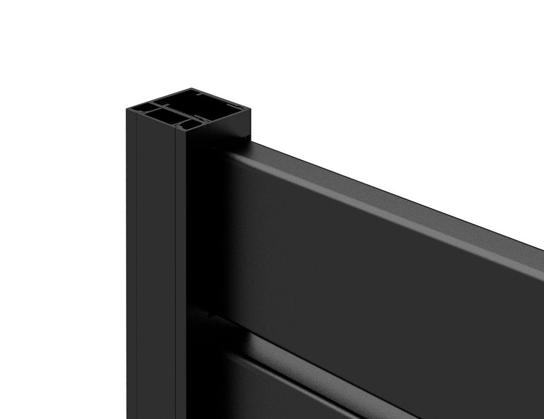 Aluminium Slat Privacy Fence Panel - Horizontal Size: 2.4 x 1.8m Color: Black