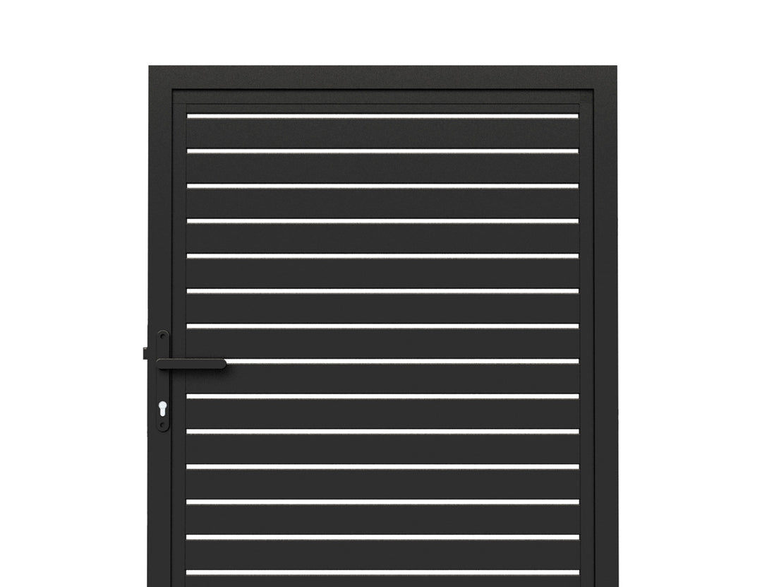 Aluminium Slat Privacy Gate Size: 1 x 1.8m Color: Black