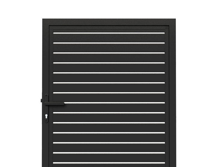 Aluminium Slat Privacy Gate Size: 1 x 1.8m Color: Black