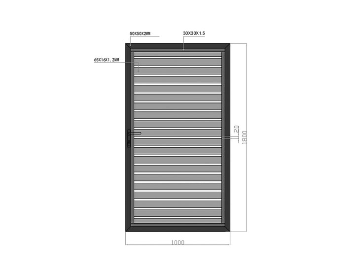 Aluminium Slat Privacy Gate Size: 1 x 1.8m Color: Black