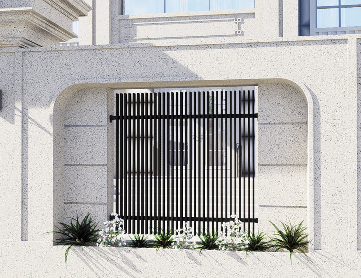 Aluminium Blade Fence Panel - Vertical(DIY) Size: 2.4 x 1.8m Color: Black