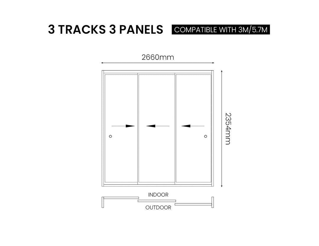 Frame Glass Sliding Door for Baltic Freestanding Pergola Size: 2m Colour: Black