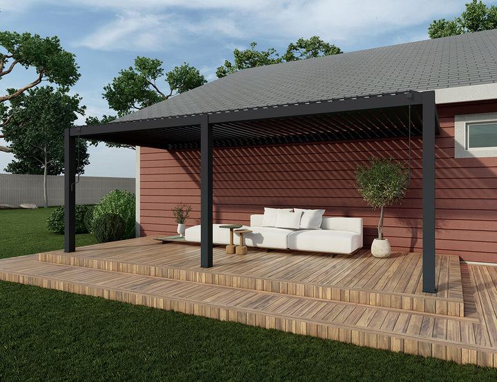 Baltic Manual Wall Mounted  Louvre Roof Aluminium Pergola