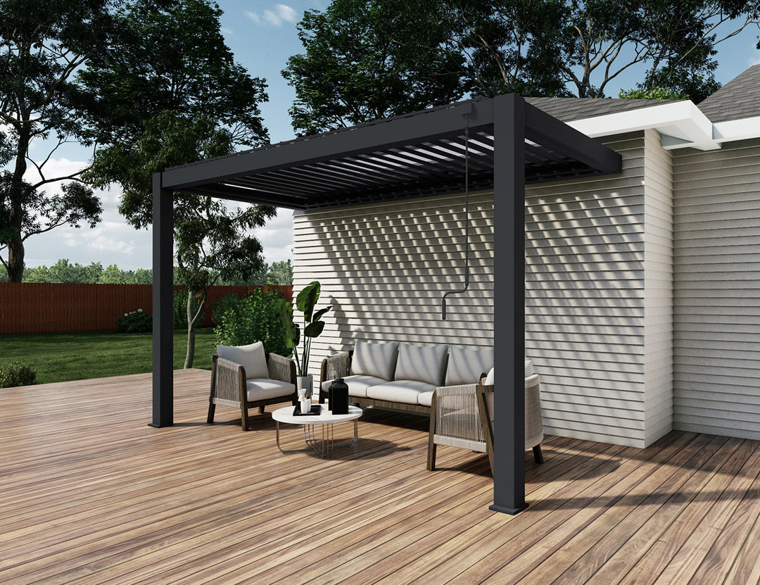 Baltic Manual Wall Mounted  Louvre Roof Aluminium Pergola