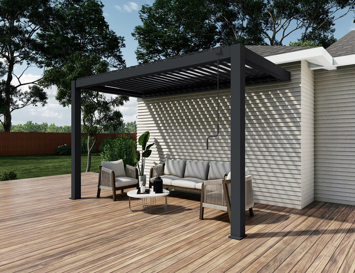 Baltic Manual Wall Mounted  Louvre Roof Aluminium Pergola