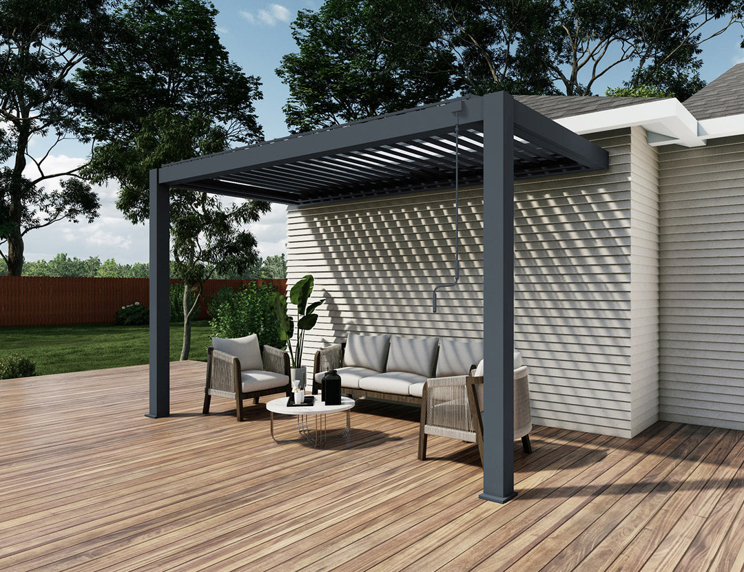 Baltic Manual Wall Mounted  Louvre Roof Aluminium Pergola