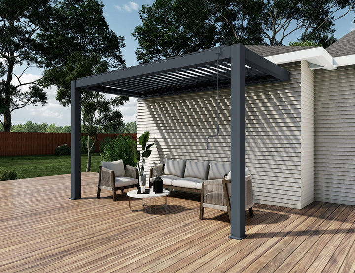 Baltic Manual Wall Mounted  Louvre Roof Aluminium Pergola