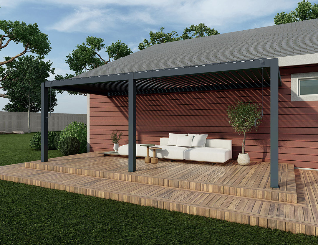 Baltic Manual Wall Mounted  Louvre Roof Aluminium Pergola