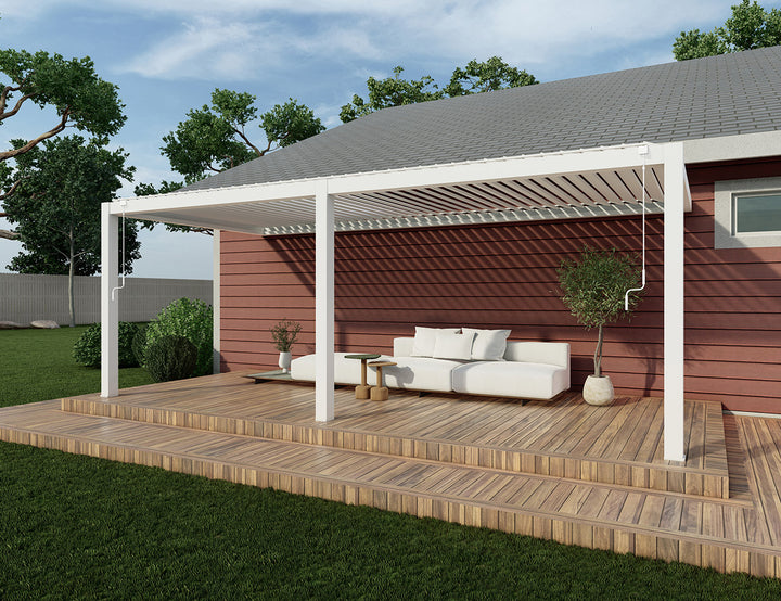 Baltic Manual Wall Mounted  Louvre Roof Aluminium Pergola