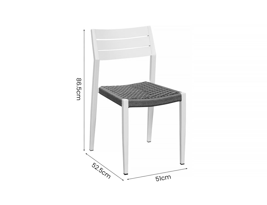 Passerine 2.0 Aluminium and Rope Outdoor Dining Chair Color: White
