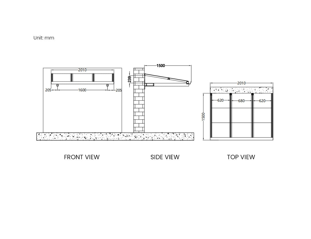 City Window / Door Awning Canopy Collection Size: 2 x 1.5m Frame Colour: Grey