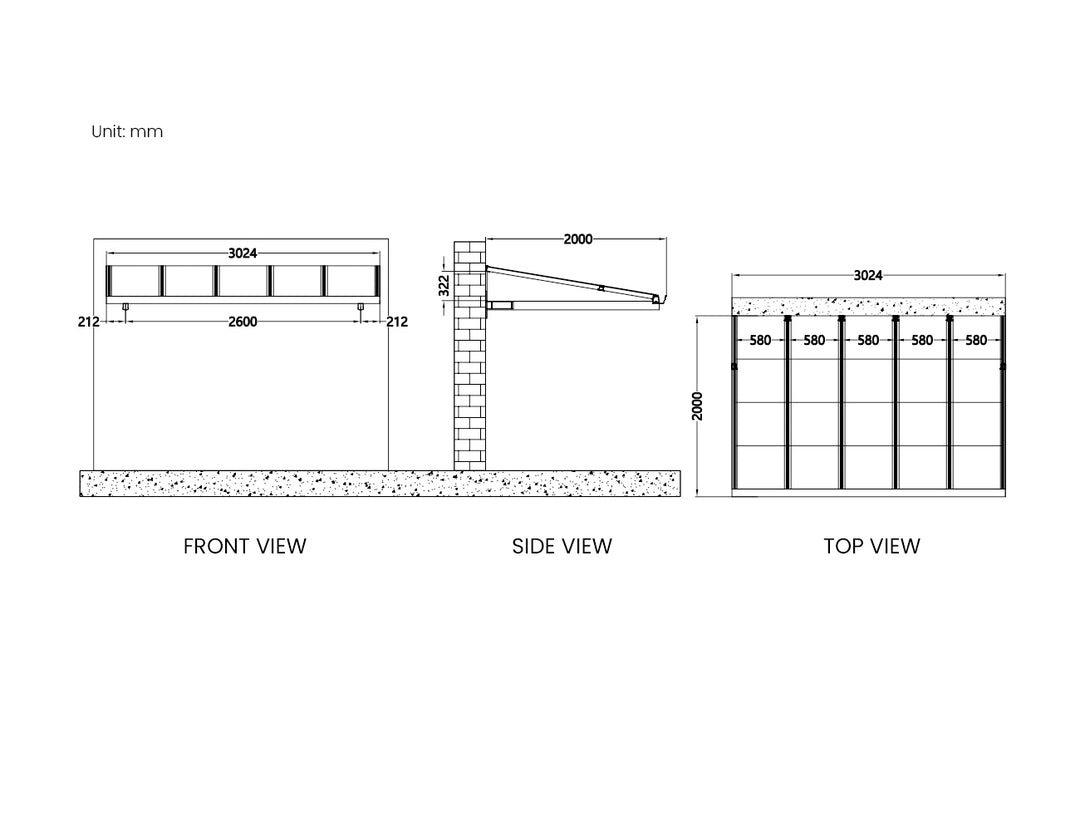 City Window / Door Awning Canopy Collection Size: 2 x 1.5m Frame Colour: Grey
