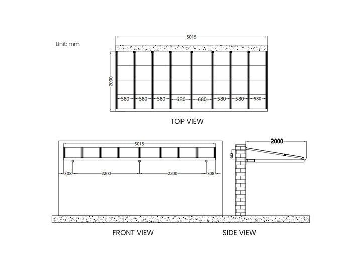 City Window / Door Awning Canopy Collection Size: 2 x 1.5m Frame Colour: Grey