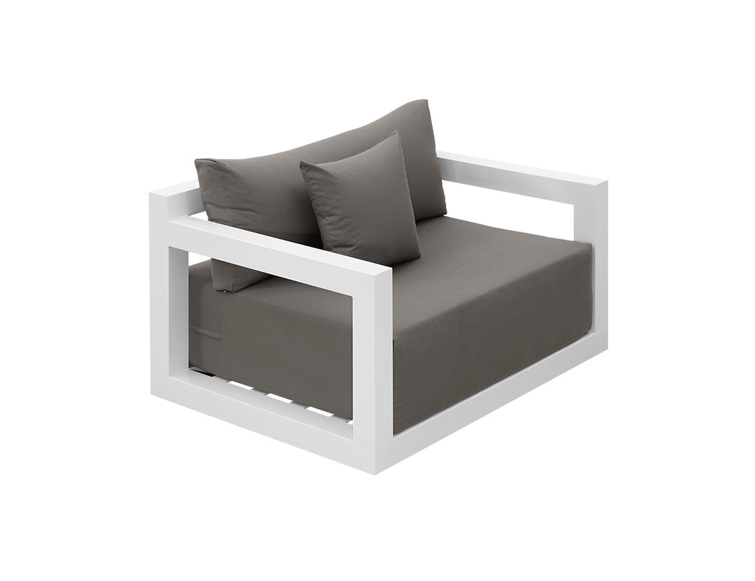 Ibis 2.0 Outdoor ArmChair Color: White Frame/ Taupe Fabric