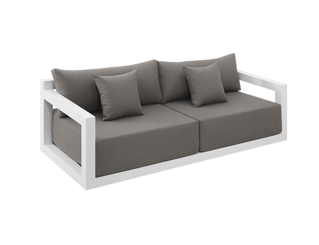 Ibis 2.0 Outdoor 3 Seater Sofa Color: White Frame/ Taupe Fabric