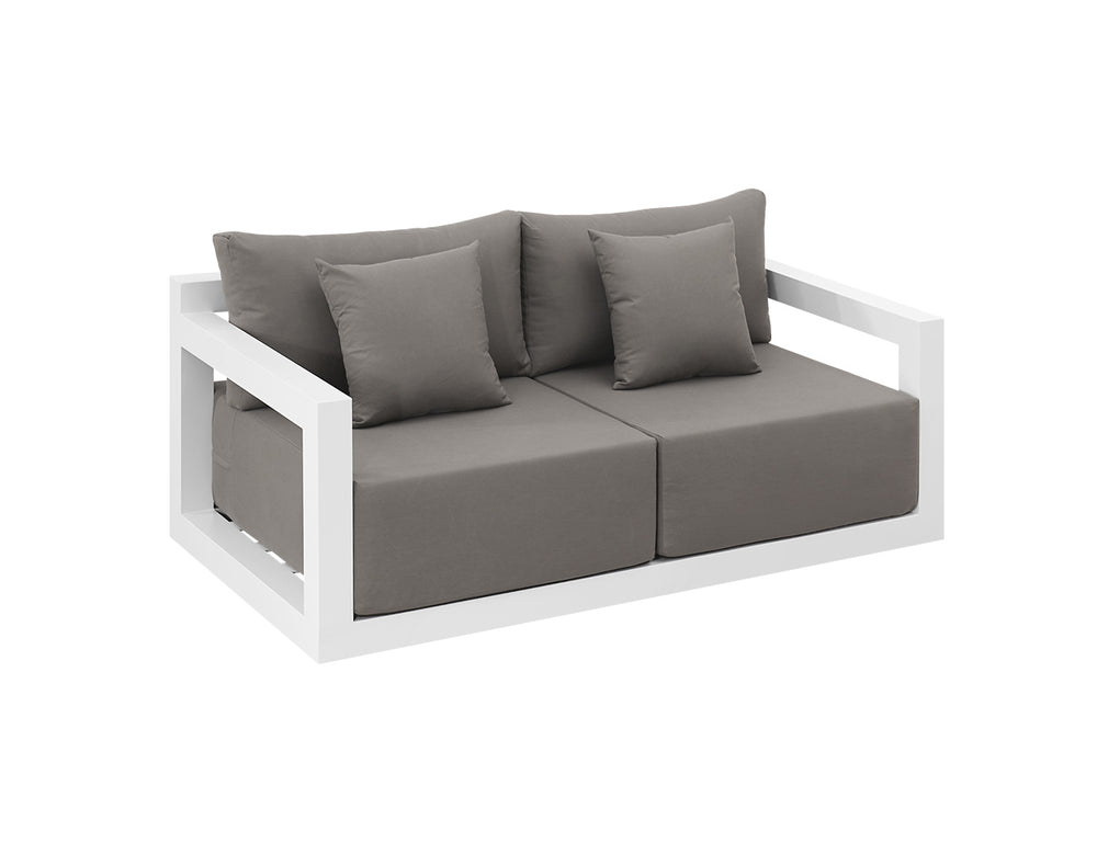 Ibis 2.0 Oversized Outdoor Loveseat Colour: White Frame/ Taupe Fabric