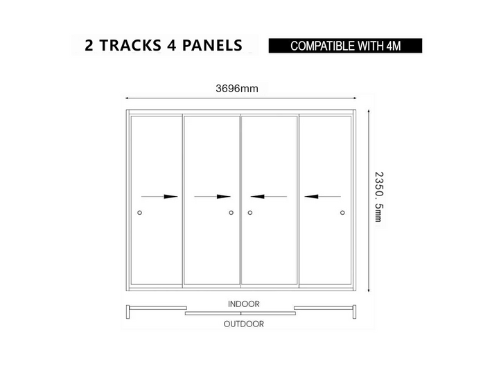 Frame Glass Sliding door for Caribbean & Atlantic Freestanding & Caspian Series Pergola Size: 2.5m Colour: Black
