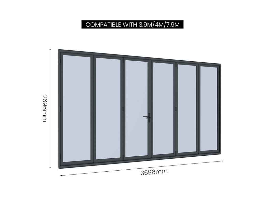 Caribbean Wall Mounted Pergola Bifold Glass Door Size: 2.5m Color: Black