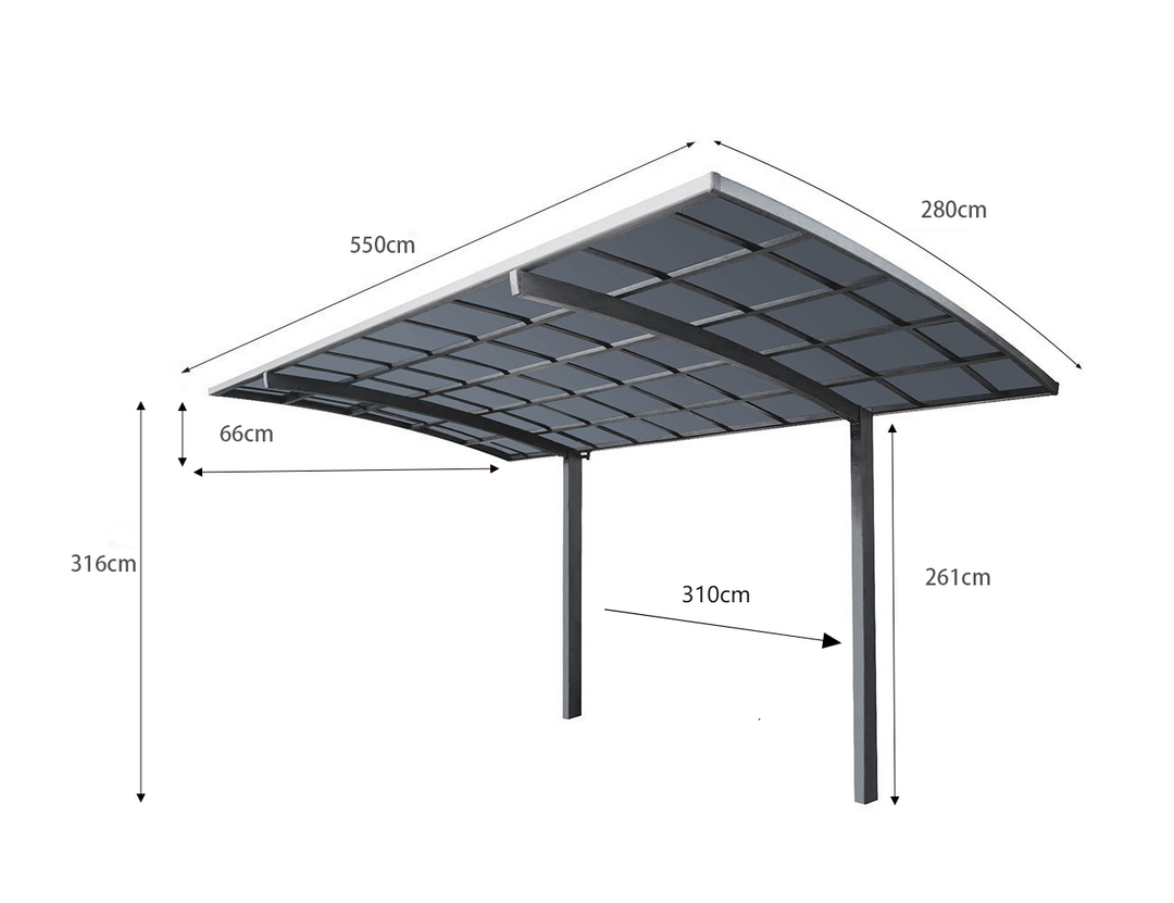 Single Carport 550 x 280 x 316cm