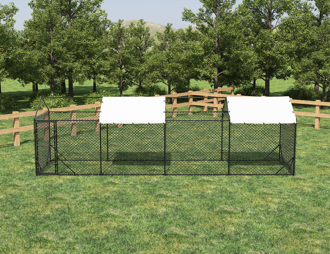 Outdoor Dog Run With Two Covers - 196x776x230cm