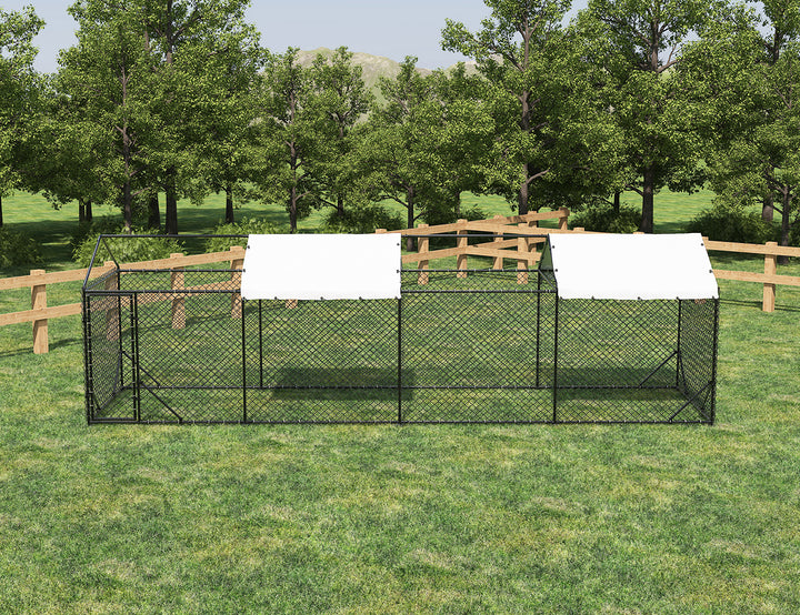 Outdoor Dog Run With Two Covers - 196x776x230cm