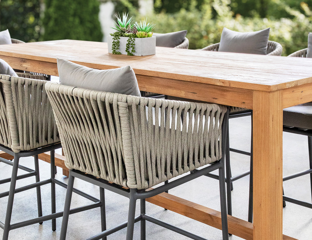 Kereru Aluminium and Rope Outdoor Bar Chair Colour: Grey