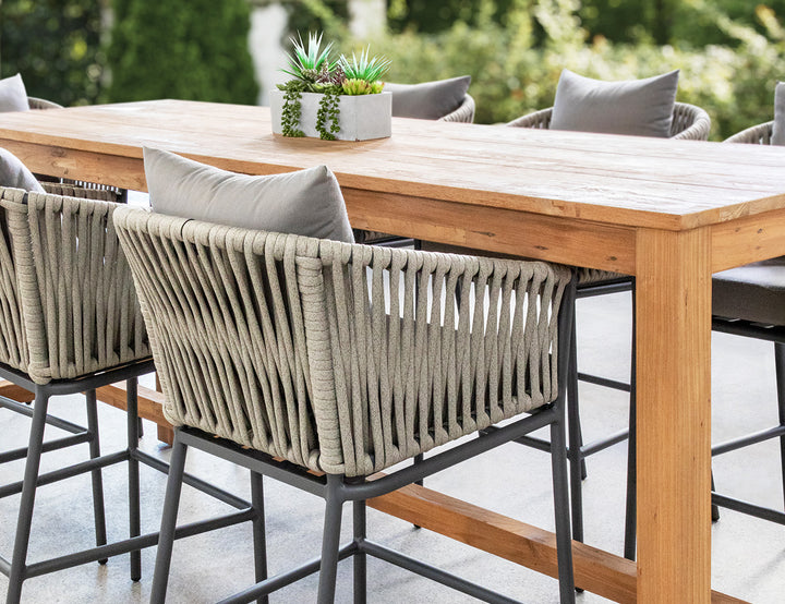 Kereru Aluminium and Rope Outdoor Bar Chair Colour: Grey