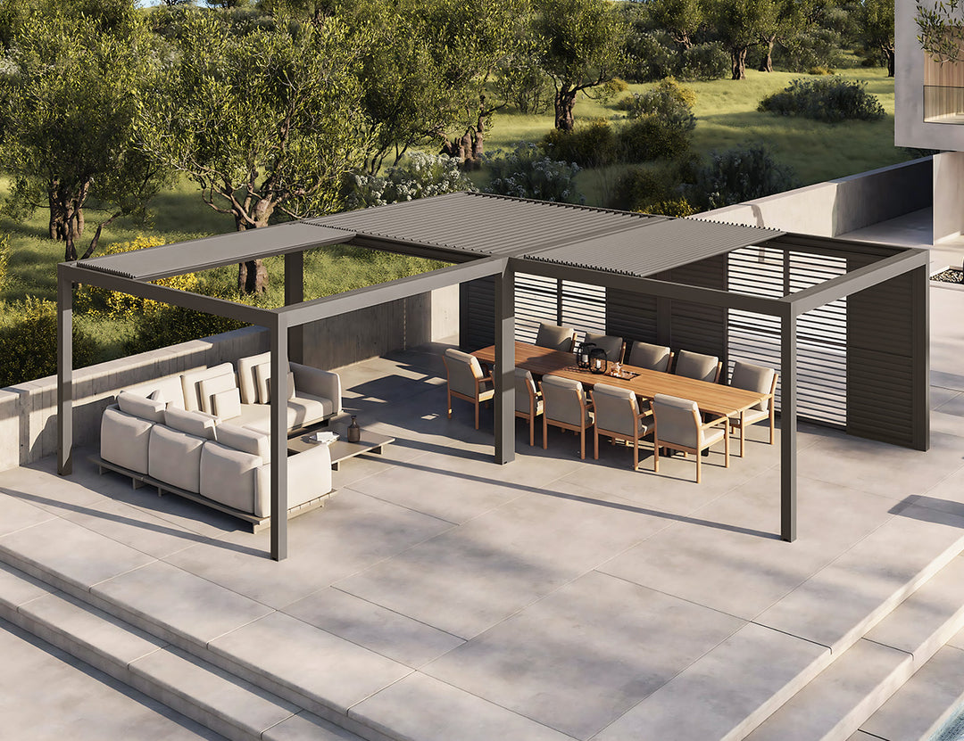 Custom Mediterranean-SKY Retractable Louvred Pergola