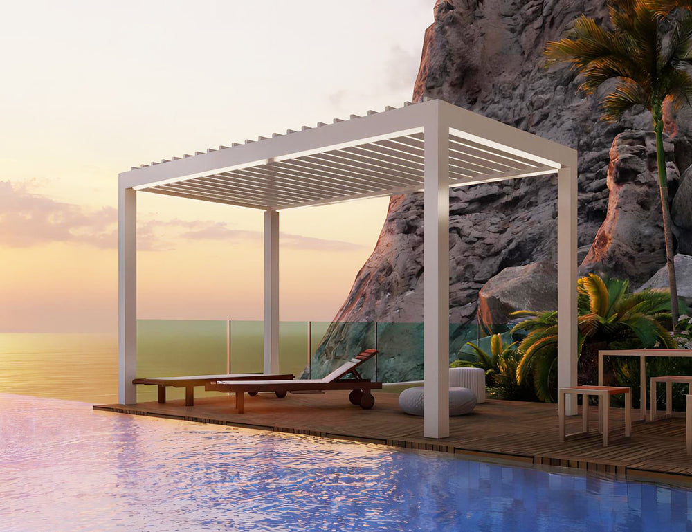 Mediterranean Motorised Retractable Louvre Roof System Size: 4 x 3m Color: Black