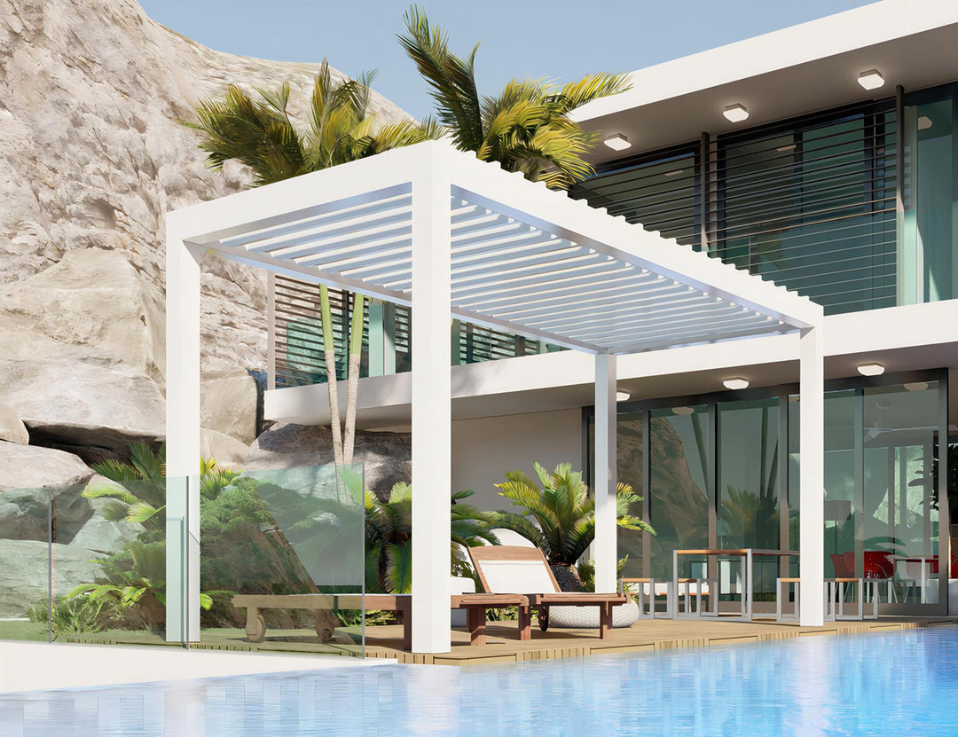 Mediterranean Motorised Retractable Louvre Roof System Size: 4 x 3m Color: Black