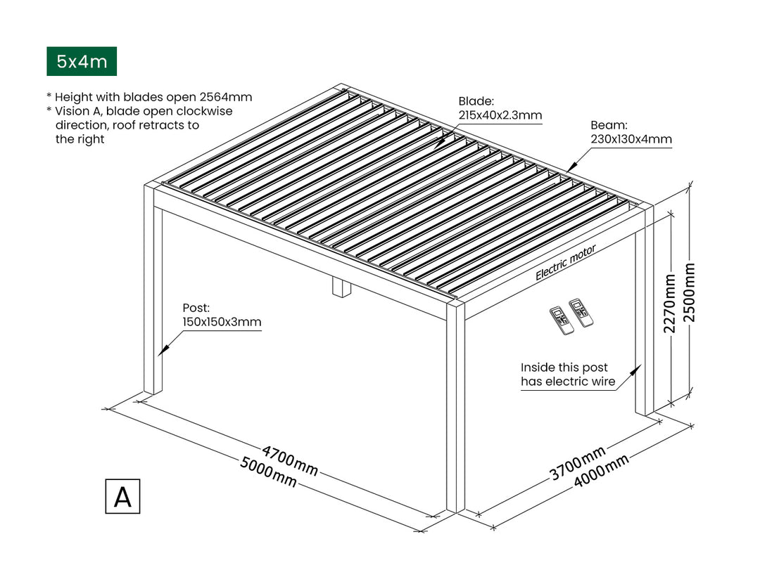 Mediterranean Motorised Retractable Louvre Roof System Size: 4 x 3m Color: Black