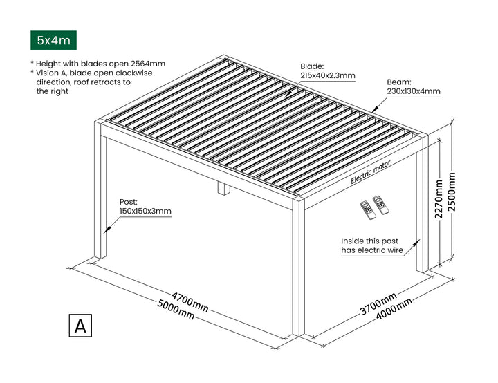 Mediterranean Motorised Retractable Louvre Roof System Size: 4 x 3m Color: Black