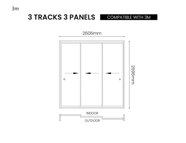 Frame Glass Sliding Door for Tasman Wall Mounted Pergola Size: 3m Color: Black