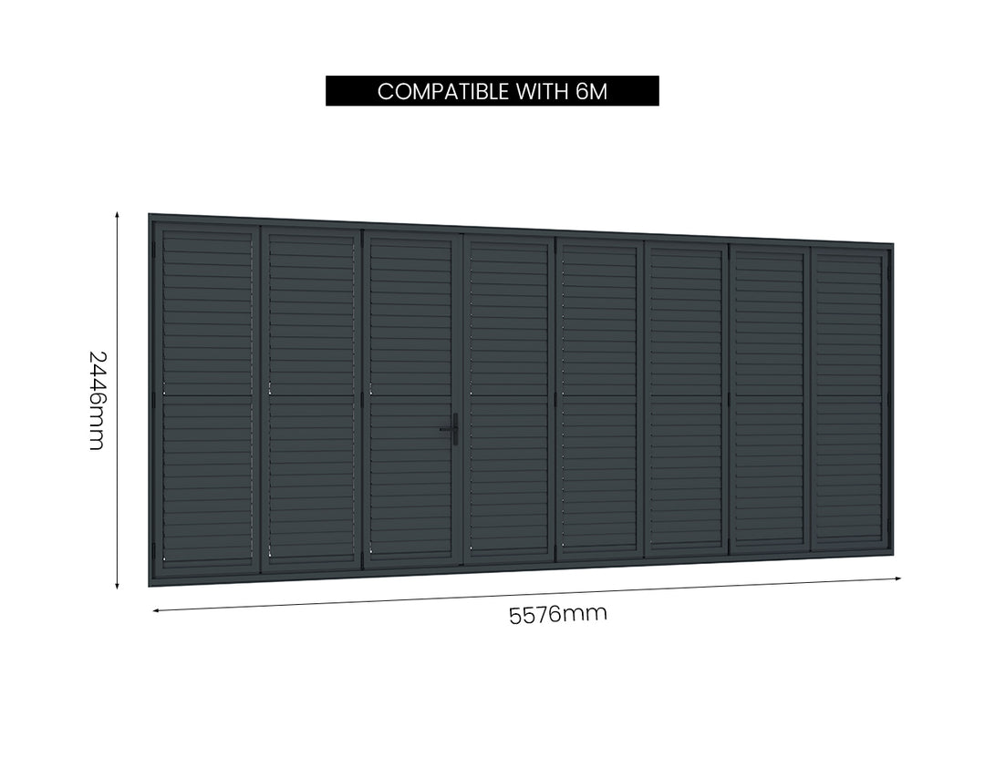 Pacific Bifold Freestanding Pergola Shutter Wall Size: 4m Color: Black