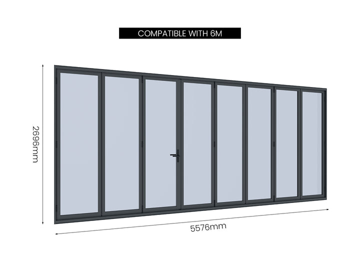 Pacific Wall Mounted Pergola Bifold Glass Door Size: 4m Color: Black