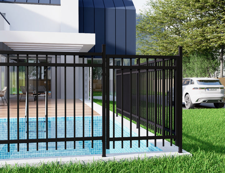Aluminium Pool Fence Panel - Vertical(DIY) Size: 2.4 x 1.2m Color: Black