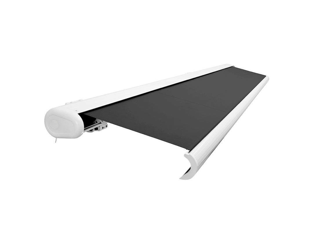 Rainier Full Cassette Motorised Retractable Awning Size: 4 x 2.5m Color: White+Dark Grey