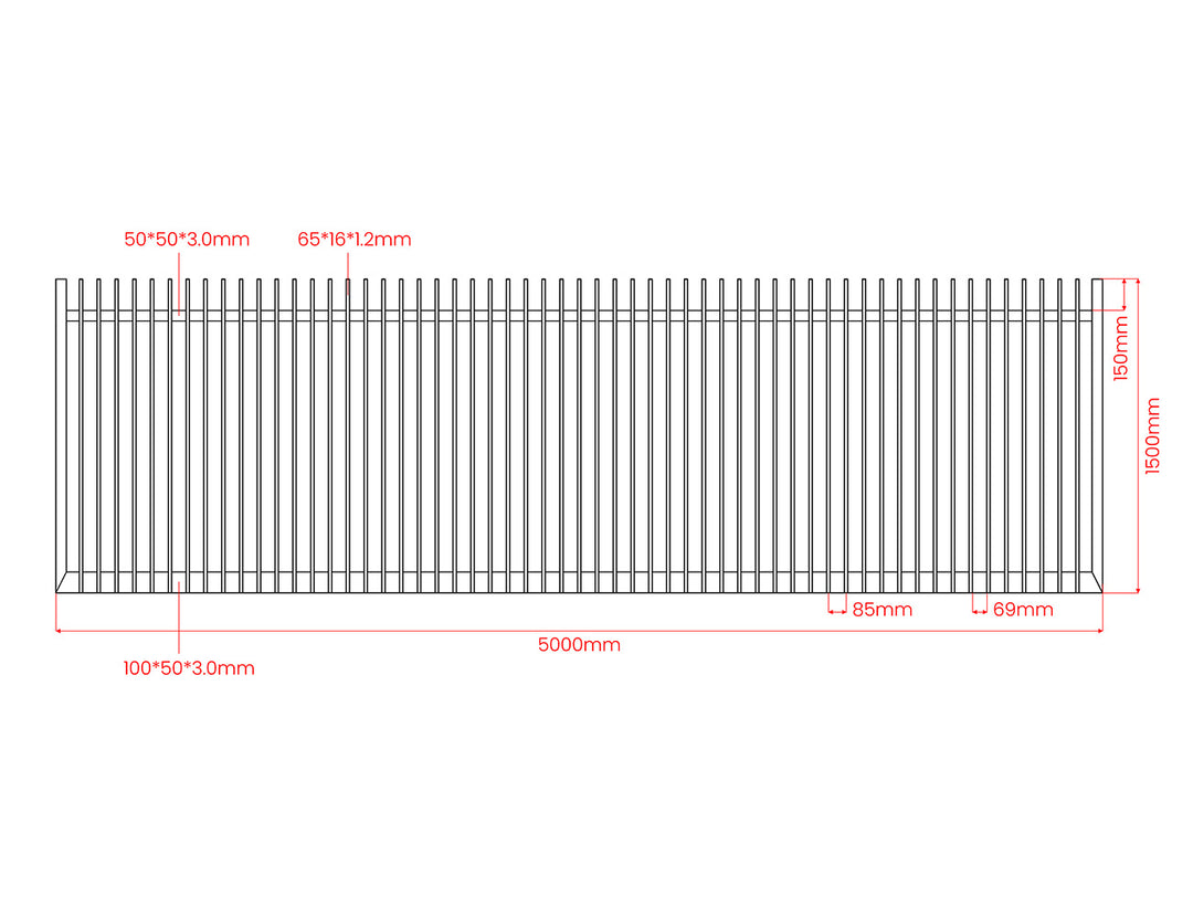 Roosevelt Motorised Sliding Gate Colour: Black Size: 5 x 1.2m