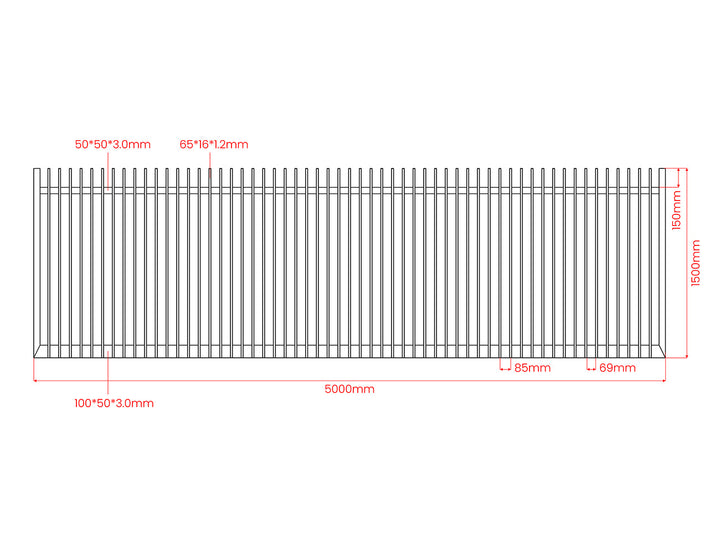 Roosevelt Motorised Sliding Gate Colour: Black Size: 5 x 1.2m