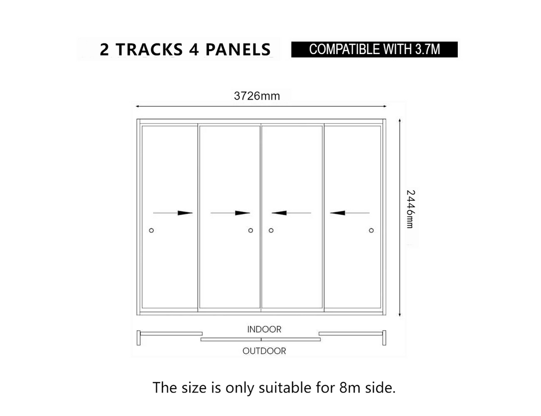 Frame Glass Sliding Door for Tasman Freestanding Pergola Size: 3m Colour: Black