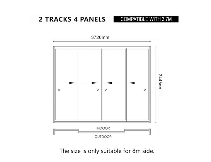 Frame Glass Sliding Door for Tasman Freestanding Pergola Size: 3m Colour: Black