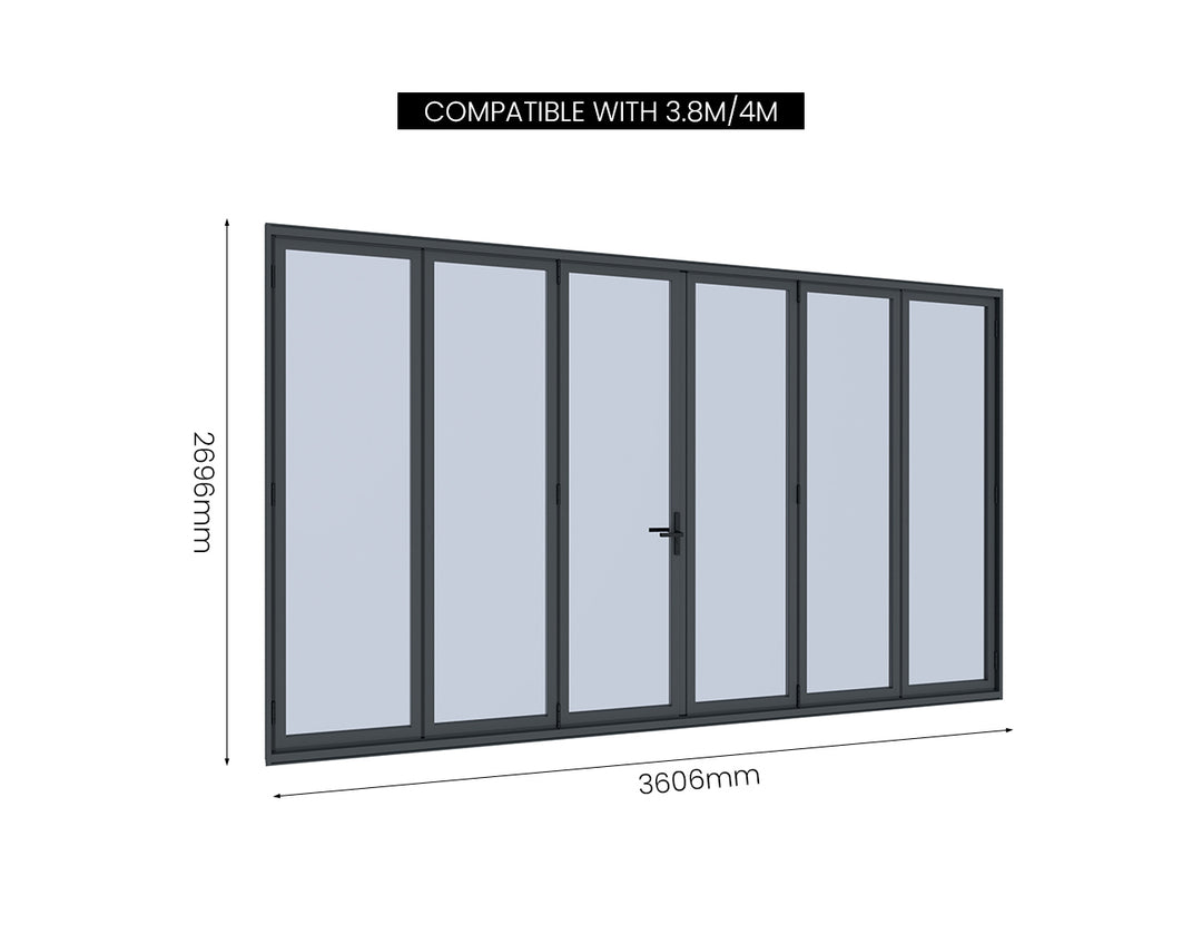 Tasman Wall Mounted Pergola Bifold Glass Door Size: 3m Color: Black
