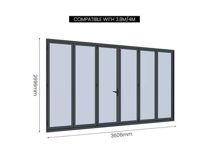 Tasman Wall Mounted Pergola Bifold Glass Door Size: 3m Color: Black