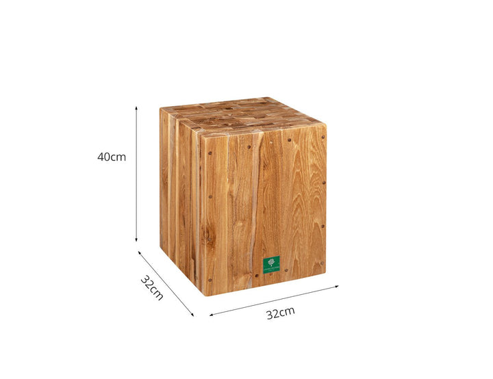 Teak Cube Stool