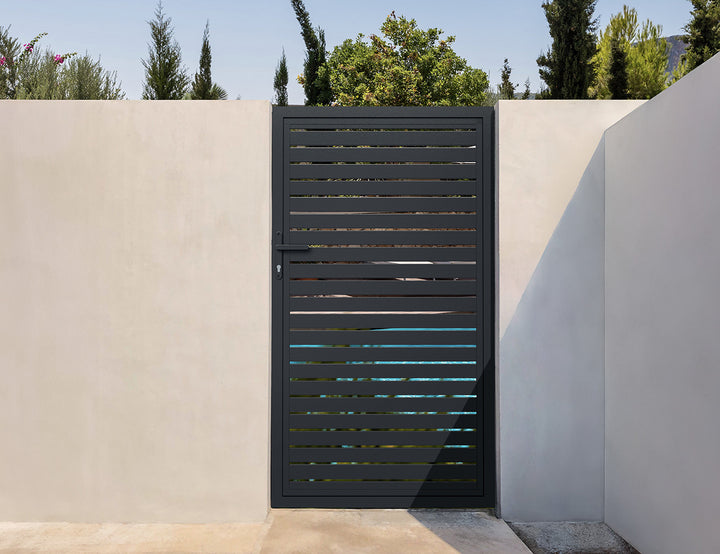Aluminium Slat Privacy Gate Size: 1 x 1.8m Color: Black